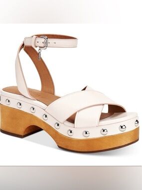 Coach Astor Clog Chalk Platform Studded Sandals 7.5B NIB